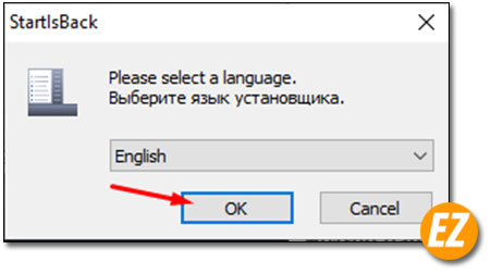 Chọn ngôn ngữ cài đặt phần mềm StartBack++ 2.9.8