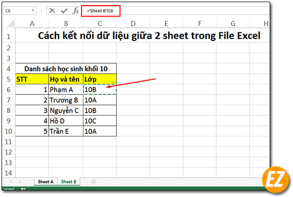 Chọn ô tại sheet B