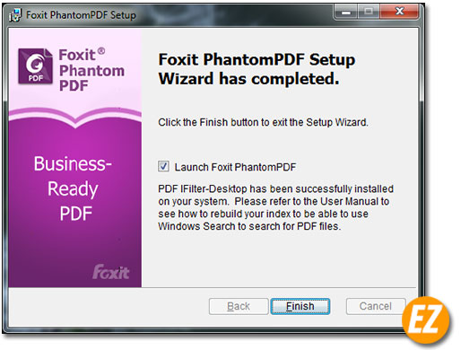 Hoàn tất quá trình cài đặt Foxit Phantom