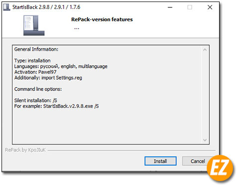 Xác nhận cài đặt phần mềm StartBack++ 2.9.8