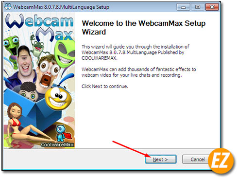 Chào mừng cài đặt Webcammax 8