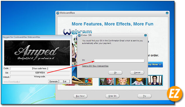 Coppy và dán SN vào phần mềm Webcammax 8