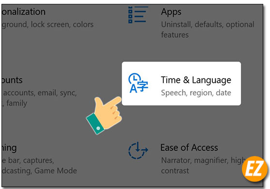 Chọn time & language