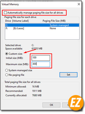 đặt giới hạn file paging