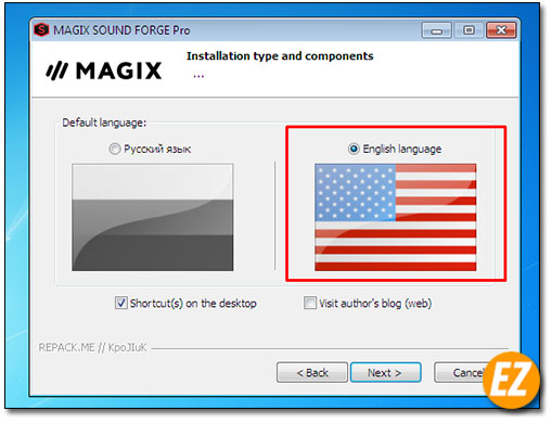Chọn ngôn ngữ phần mềm Magix sound Forge Pro 14