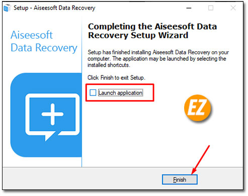 Hoàn thành quá trình cài đặt phần mềm Aiseesoft data Recovery