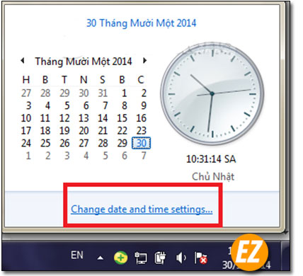 Chọn change date and time settings