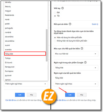 Chọn ngôn ngữ cho google trên trình duyệt web