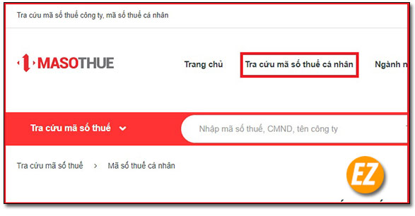 Tuỳ chọn tra mã số thuế cá nhân