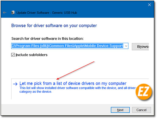 Let-me pick from a list of device drivers on my computer