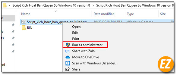 Chạy Script dưới quyền admin