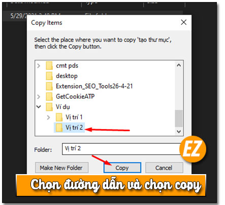 Chọn đường dẫn và chọn copy