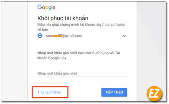 Chọn thử cách khác khi yêu cầu nhập mật khẩu