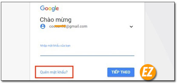 Chọn vào quên mật khẩu