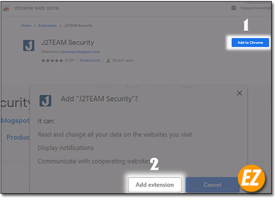 Cài đặt Extension J2TEAM Security trên trình duyệt