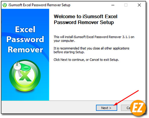 Chào mừng cài đặt iSumsoft Excel Password Remover