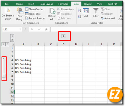 Sử dụng Group trong Excel