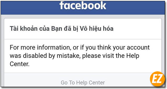 Tài khoàn facebook bị vô hiệu hoá