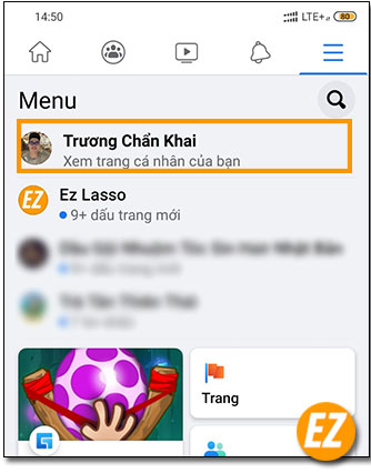 Truy cập vào trang cá nhân