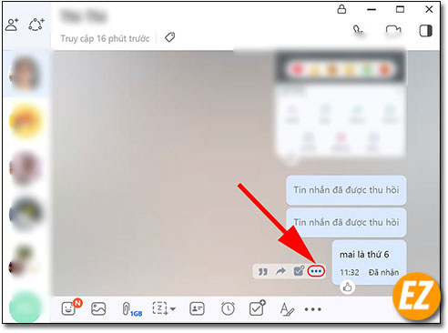 Chọn icon 3 chấm thêm tin nhắn zalo