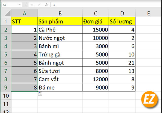 Kéo xuống dưới cùng của bảng