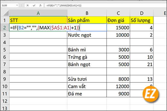 Sử dụng công thức kết hợp