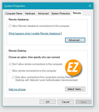 Sửa lỗi tùy chọn Allow remote connections to this computer bị khoá ở trên windows 10 hiện tại