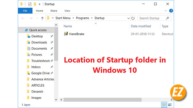 Thư mục Startup windows 10