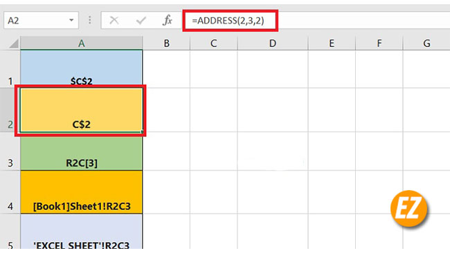 Cách sử dụng hàm Address trong Excel lấy giá trị ô