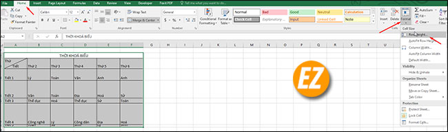 Cách chỉnh kích thước dòng cột ô bằng nhau trên Excel