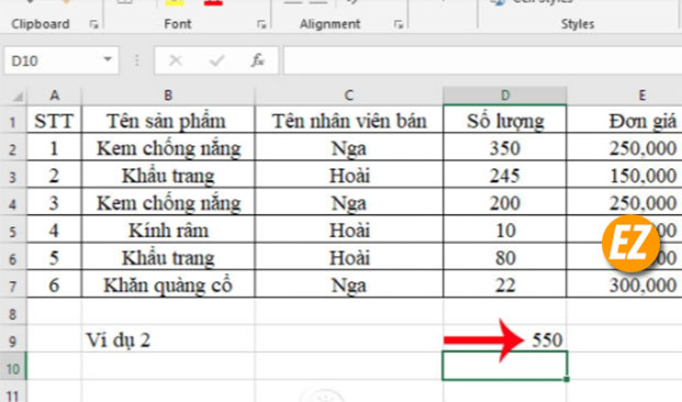 Hàm sumifs trong Excel