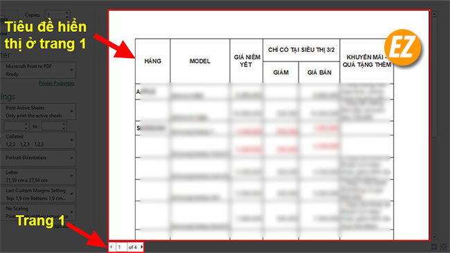 Cách lặp lại tiêu đề trong Excel