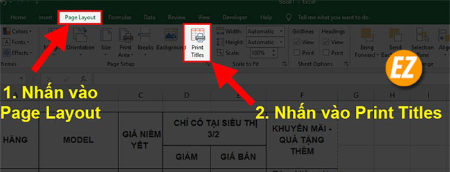 Cách lặp lại tiêu đề trong Excel