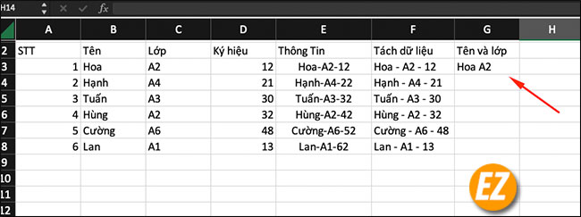 Phím tắt CTRL + E trong Excel