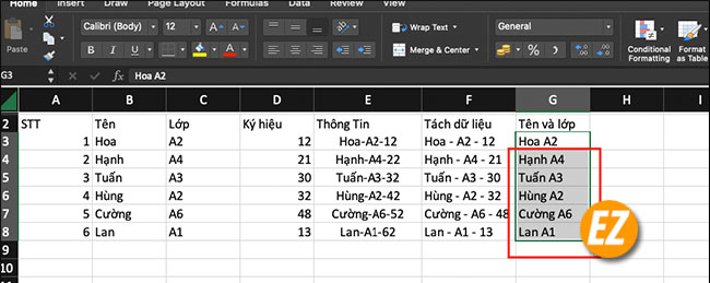 Phím tắt CTRL + E trong Excel