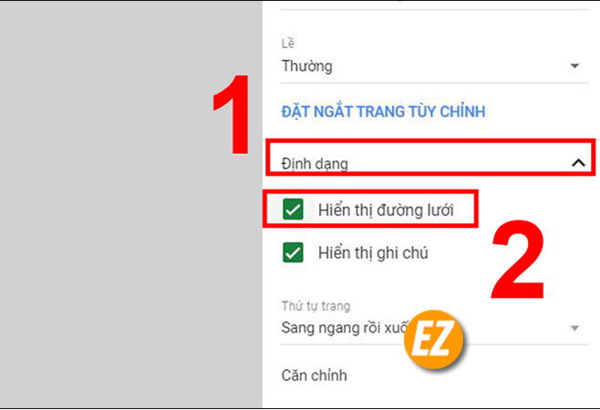 cách ẩn dòng kẻ trong Google Sheet