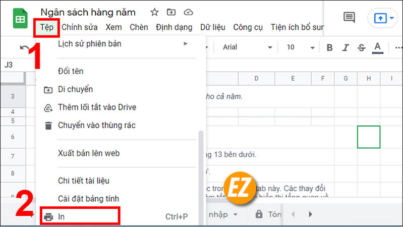 cách ẩn dòng kẻ trong Google Sheet