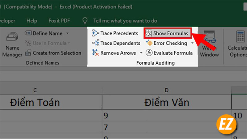 Cách hiển thị côgn thức trong Excel trên mọi phiên bản