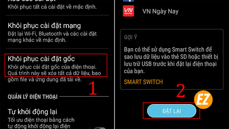 cách reset điện thoại samsung galaxy