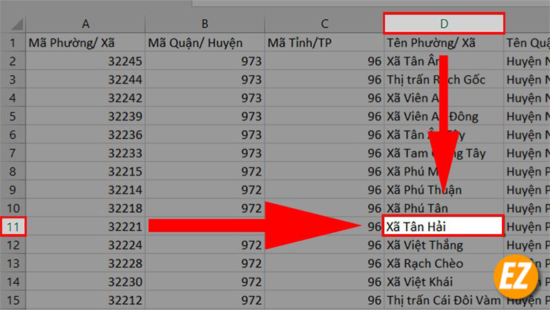 Split trong excel