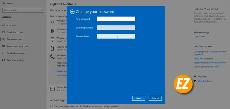 We'll need your current windows Password