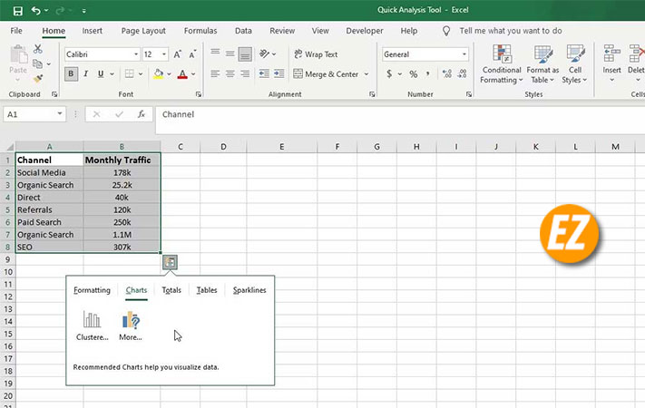 Quick Analysis trong Excel