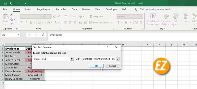 Quick Analysis trong Excel