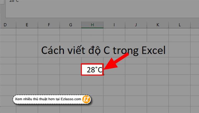 viết độ C trong excel