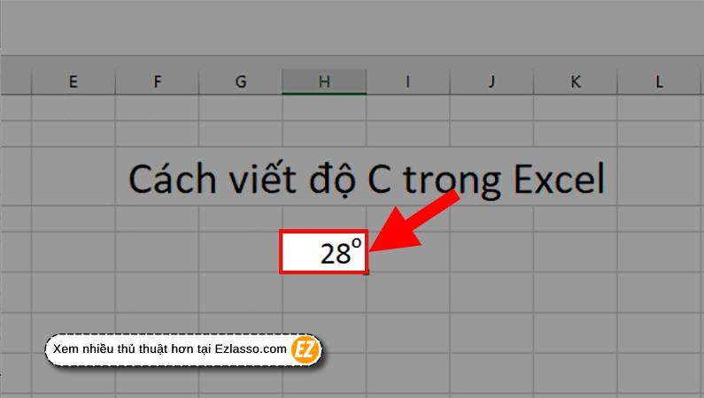 viết độ C trong excel