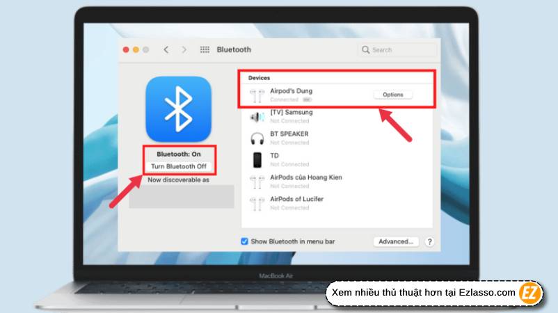 kết nối AirPods với MacBook và laptop windows