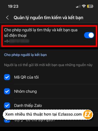 chặn tìm kiếm zalo qua số điện thoại