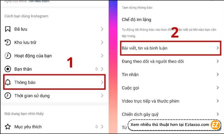 đổi âm thanh thông báo Instagram