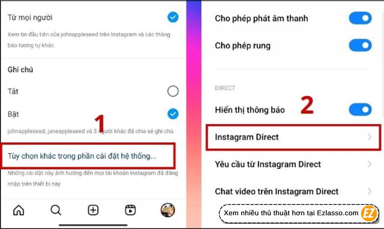 đổi âm thanh thông báo Instagram