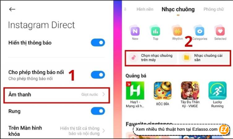 đổi âm thanh thông báo Instagram